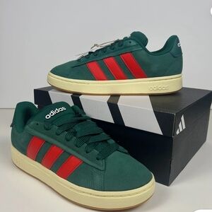 adidas Men’s Green Suede Sneakers with Red Three Stripes